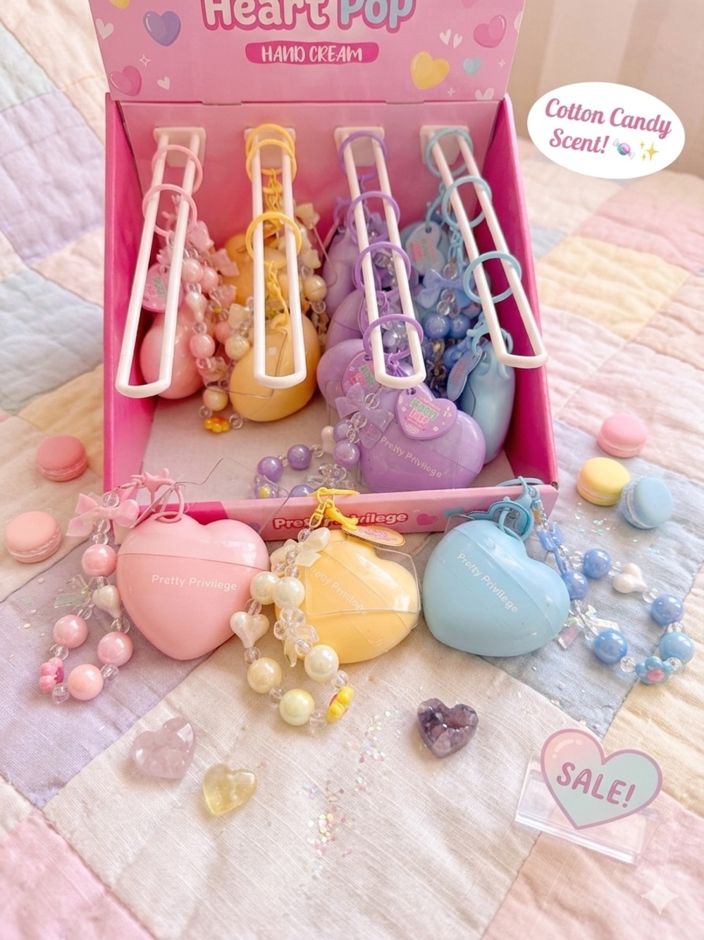 Heart Pop Hand Cream - Pink, Yellow, Blue you will get 3
